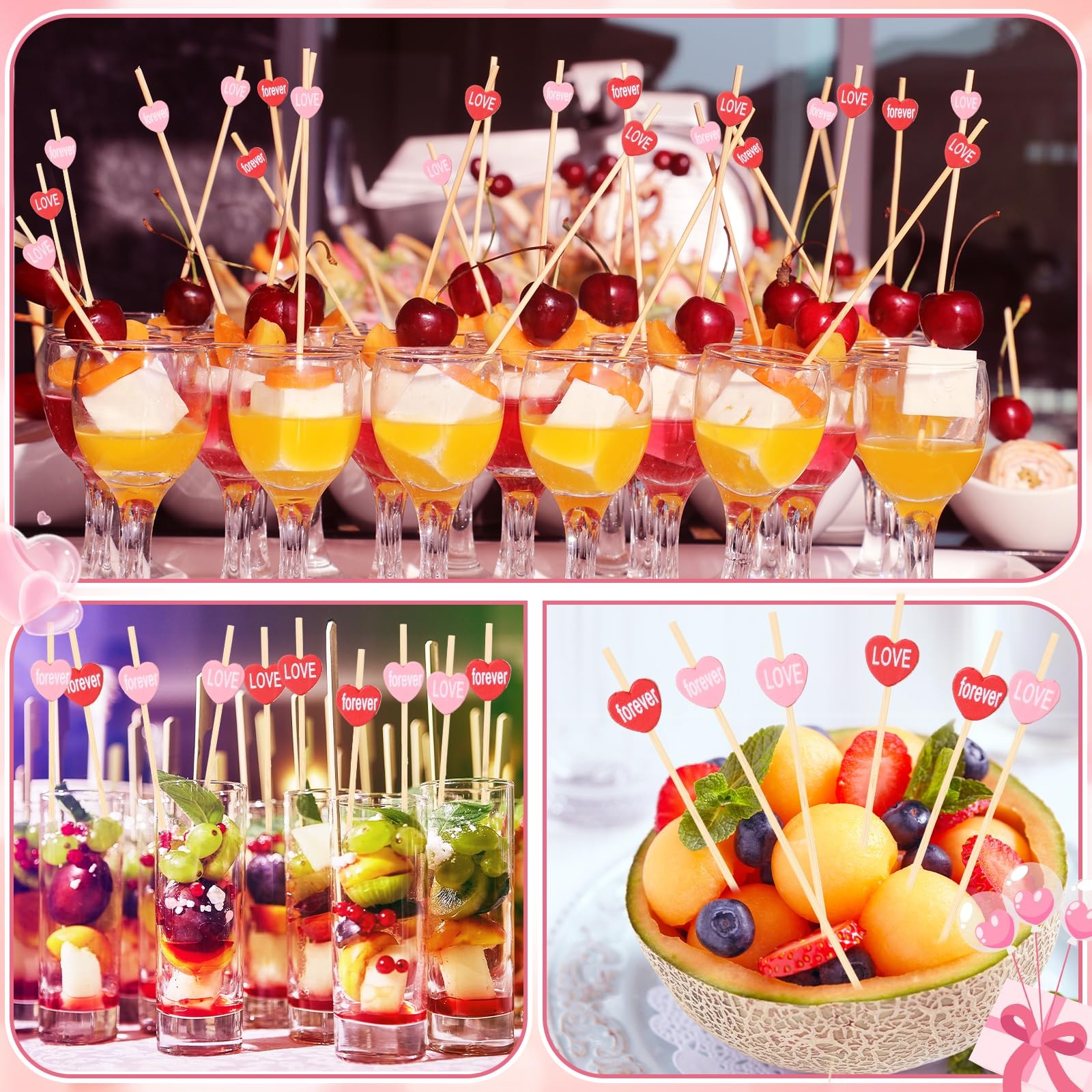 100 PCS Bamboo Cocktail Picks 4.7 Inch Toothpick Cupcake Topper Fruit Skewer