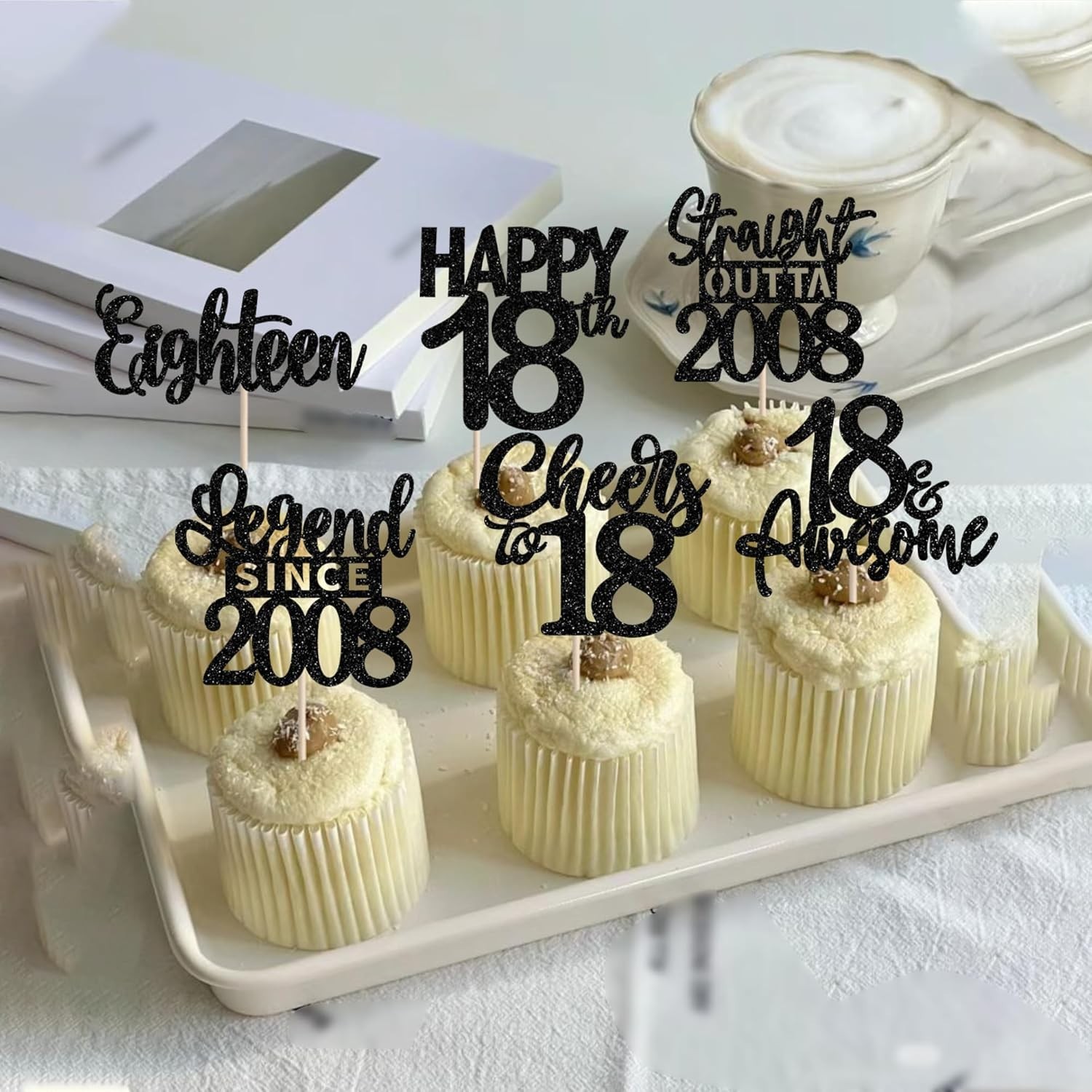 24PCS Black 18th Birthday Cupcake Toppers Eighteen Happy 18th Straight Outta …