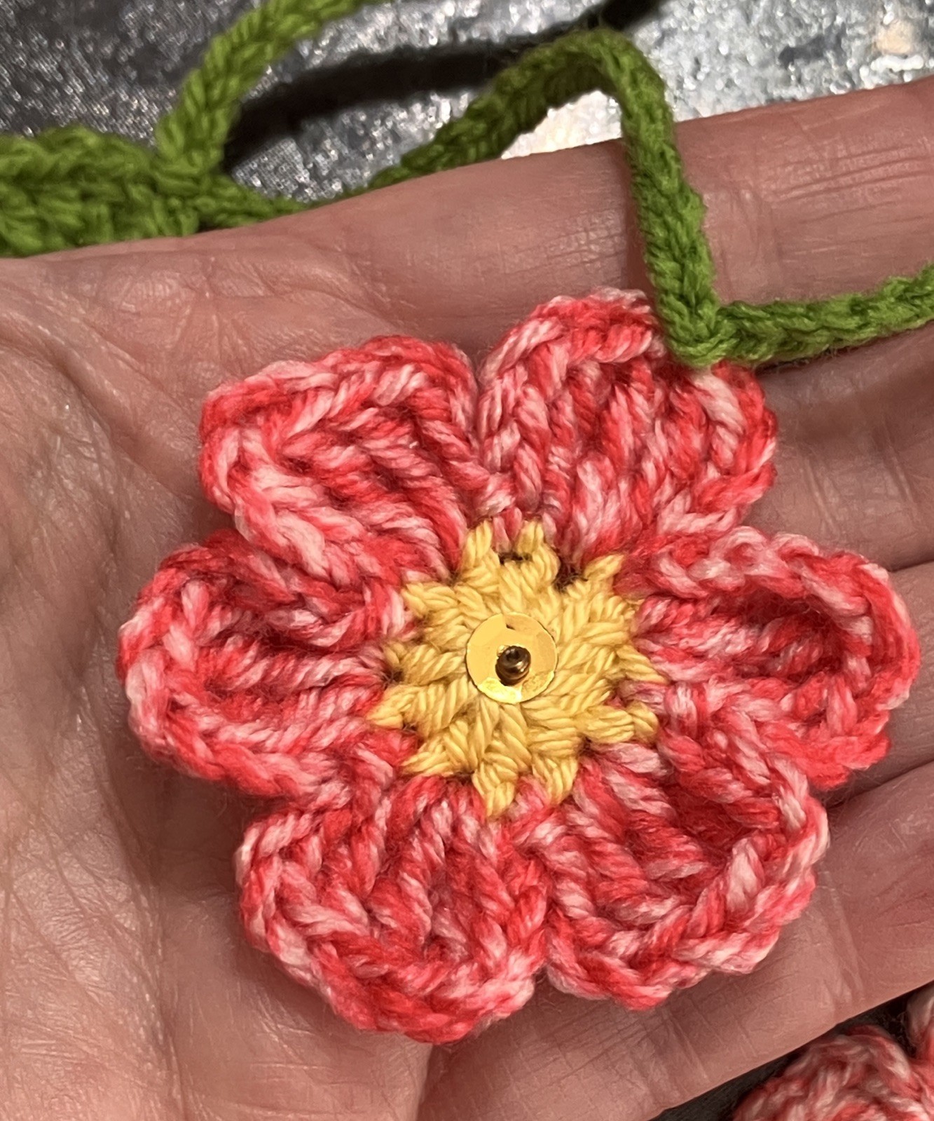 🌸🍃NEW PRETTY hand Crochet Flower Bunting Leaf Window 50” camper SUMMER Gift