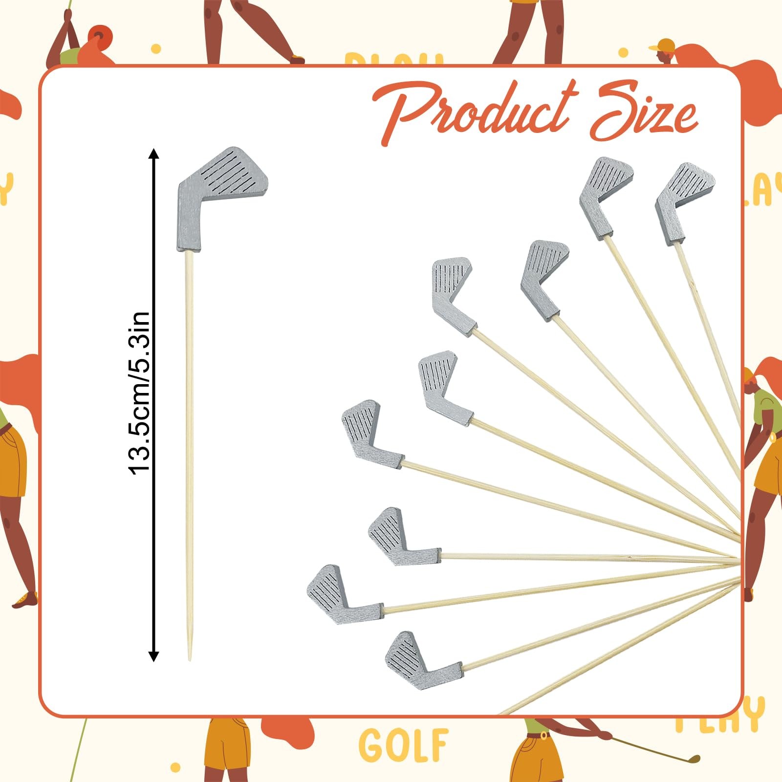200 PCS 4.7 Inch Golf Cocktail Picks Themed Fruit Party Toothpick Decoration