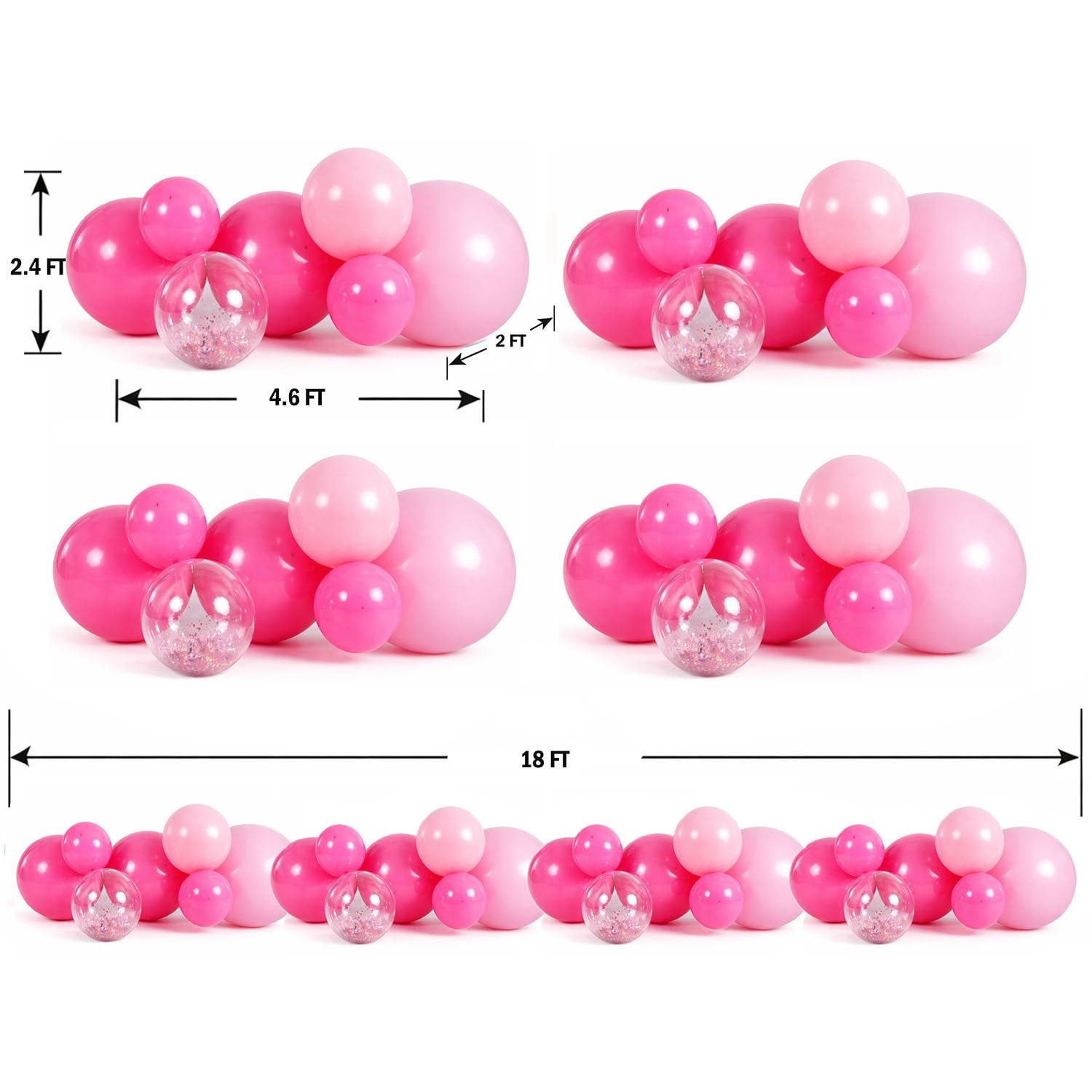 PartyAire 18′ Reusable PVC Balloon Arch, 28 pc. Pink Paradise SAMEDAYSHIP!!