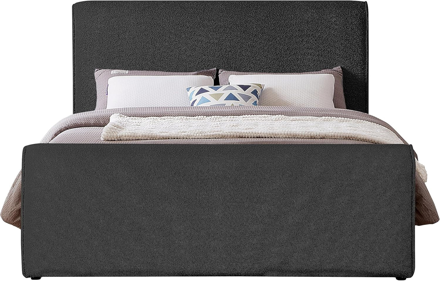 Stylusblack-F Stylus Collection Modern | Contemporary Boucle Fabric Full Bed wit