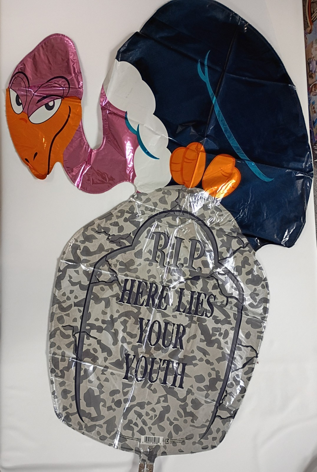 2002 Vintage 40″ Over The Hill Birthday Vulture On Tombstone Mylar Balloon