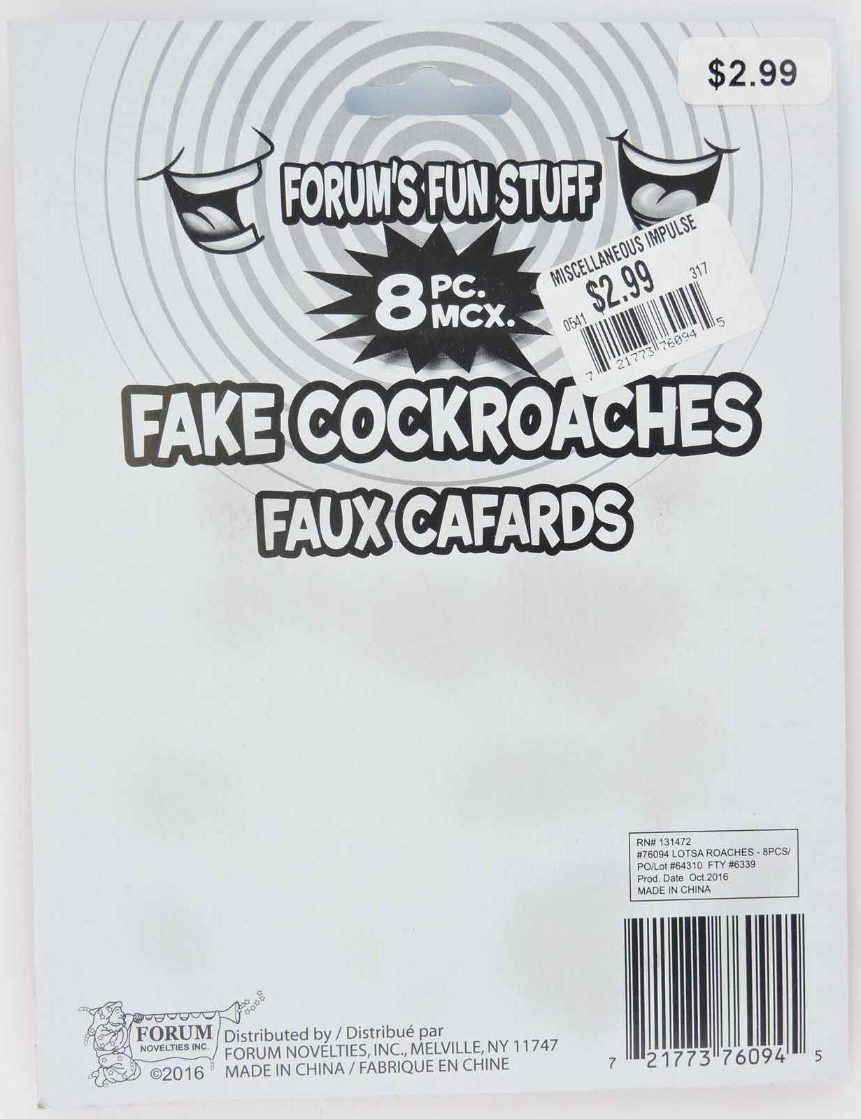 Fake Cockroaches Forum’s Fun Stuff Novelty Roach Party Gag Prank Joke bugs