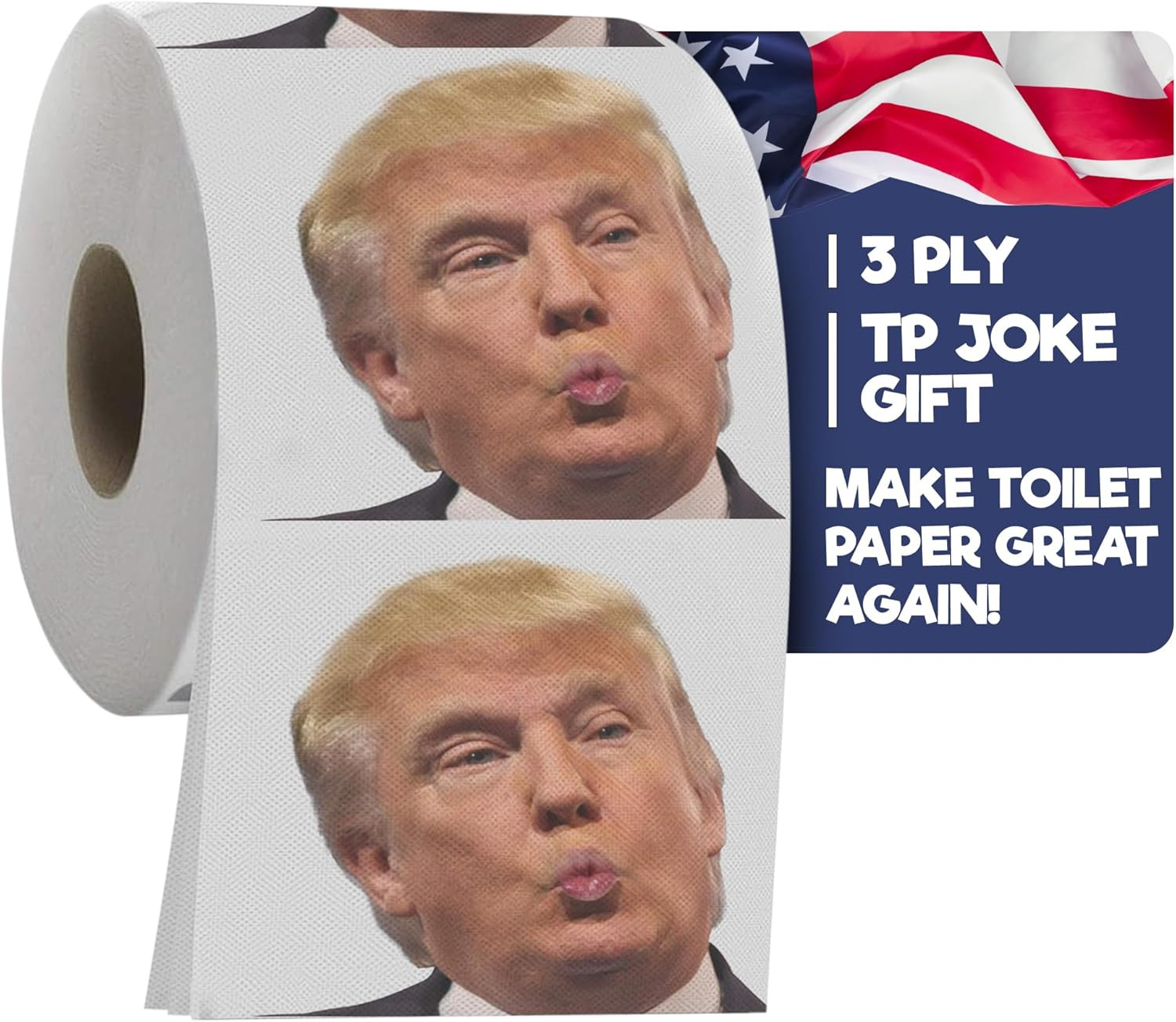 Trump Political Toilet Paper Roll by – 3 Ply Funny Novelty Gag TP with F