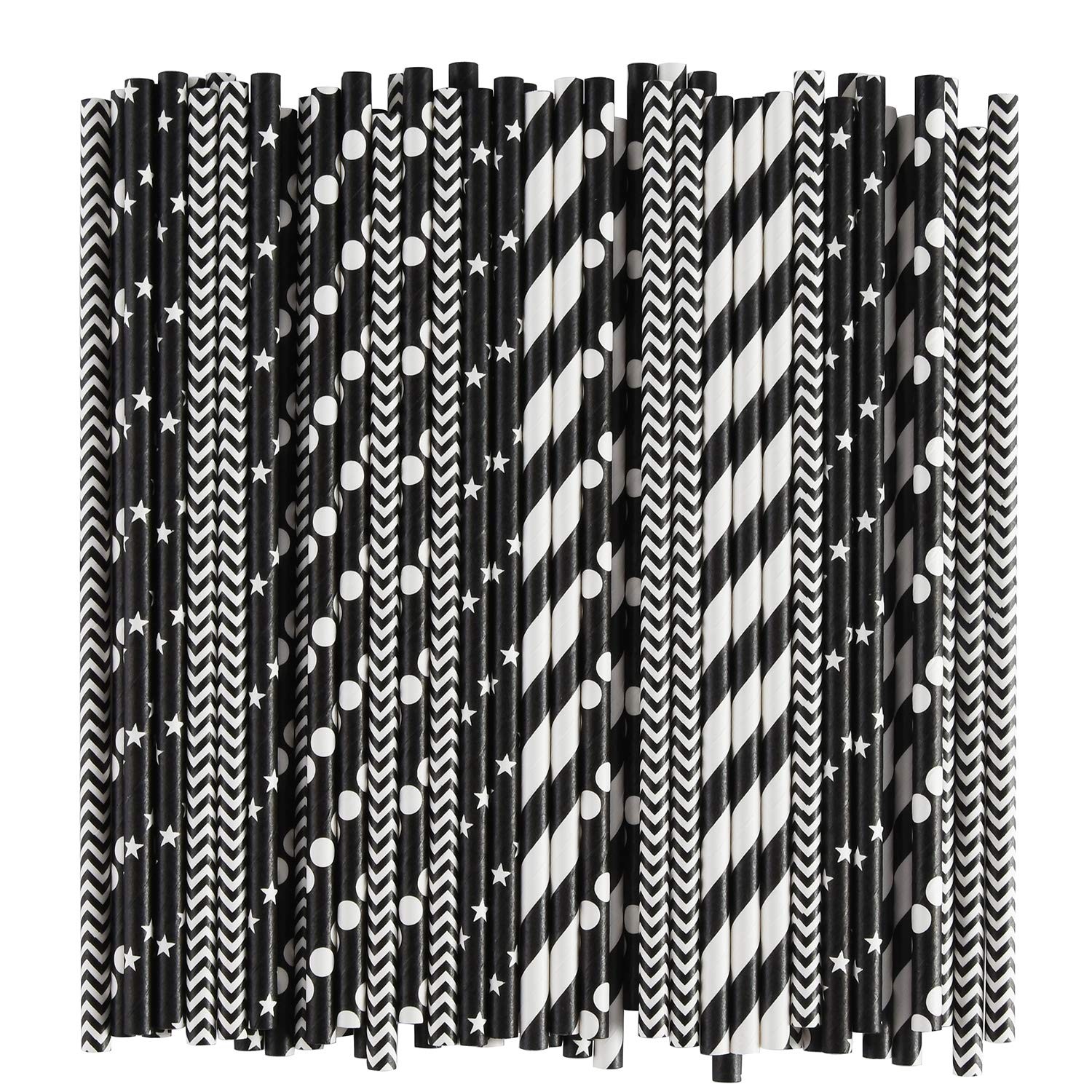ALINK Biodegradable Black Paper Straws, 100 100 Count (Pack of 1),