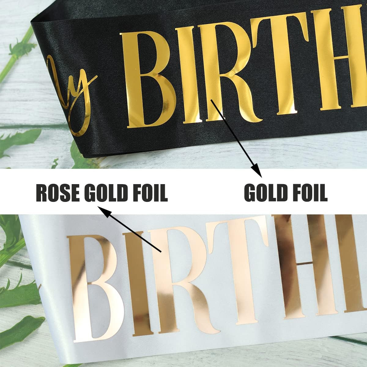 2 Pack It’S My Birthday Sash for Women,Black and White Sashes with Gold and Rose