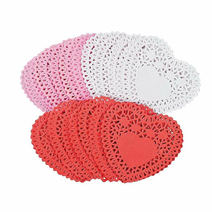 Mini Valentine Heart Doilies – 100pk Approximately 4″ x 4″ Valentine Crafts