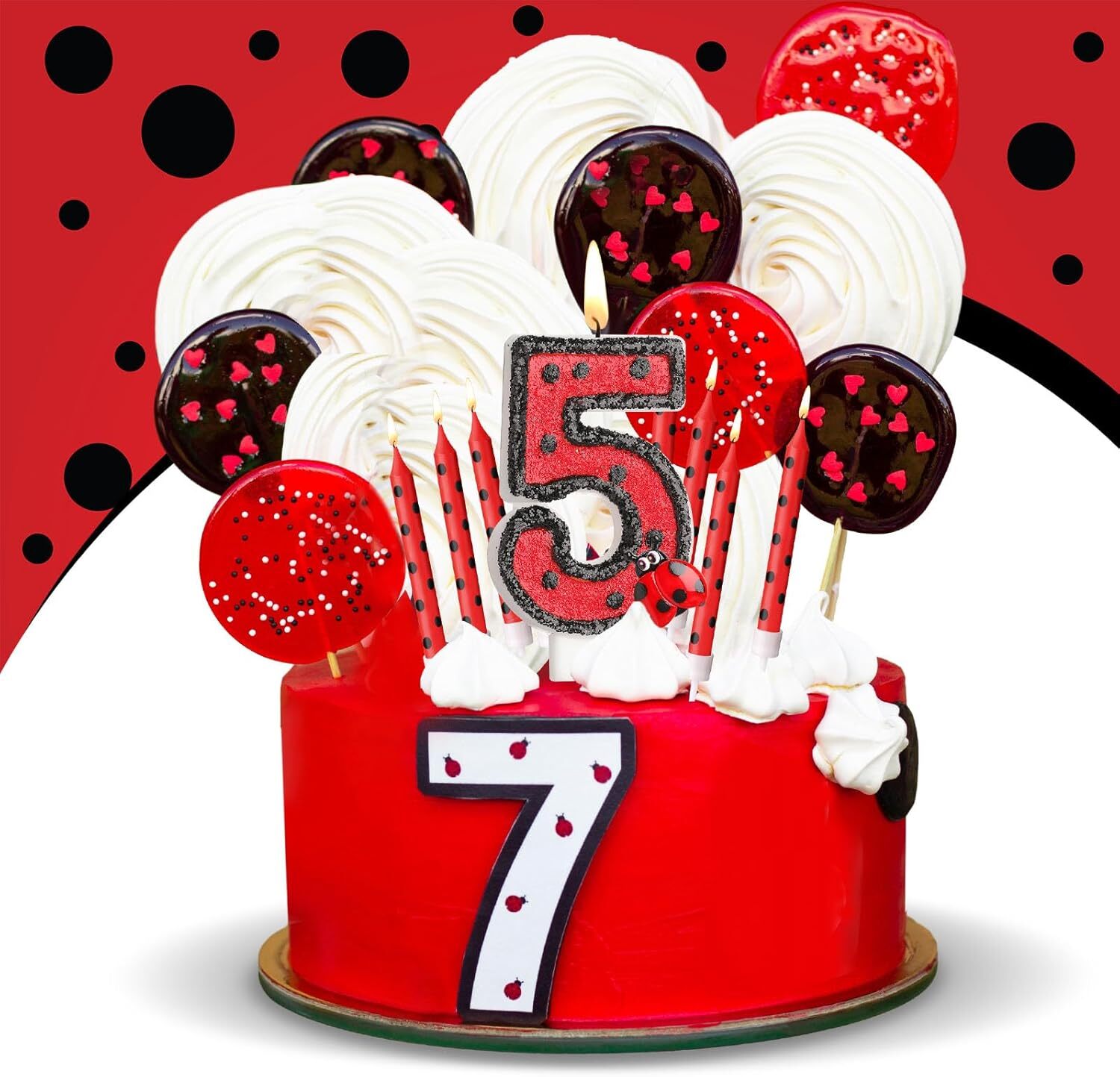 #5 Ladybug Birthday Cake Candle Number Candles Birthday Decorations