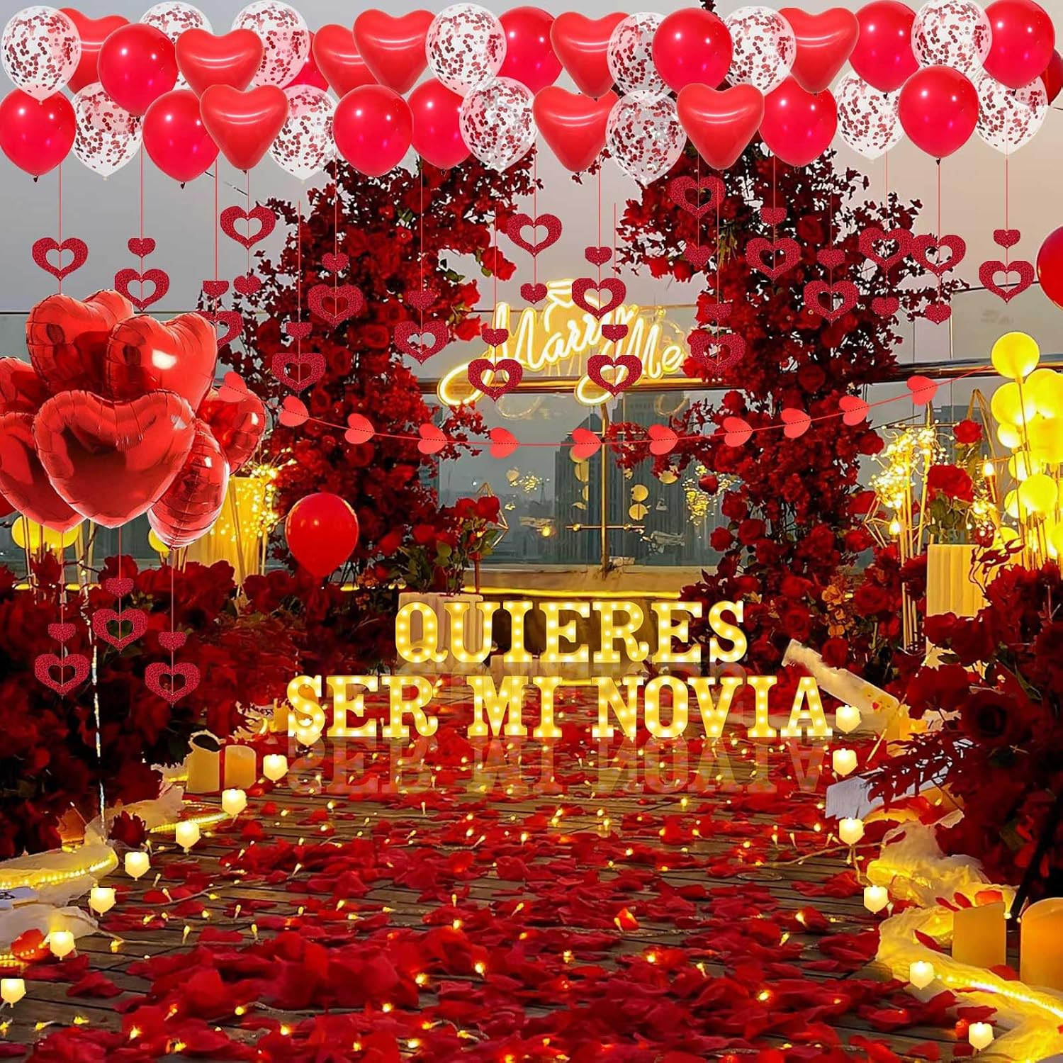 Quieres Ser Mi Novia Light Up Letters Proposal Decorations, 17Pcs 6.3″ Letter Si