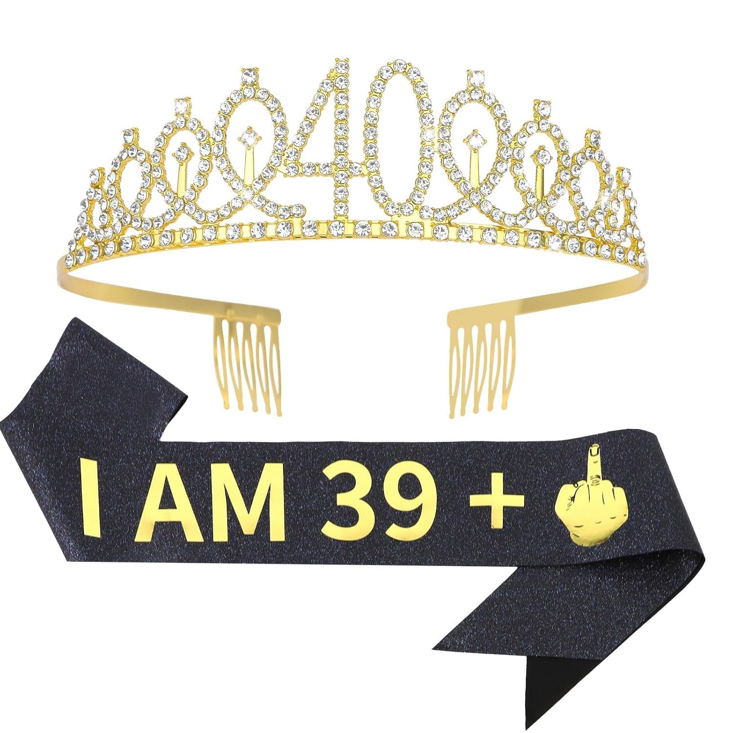 40Th Birthday Crown + Sash Set, Party Favor Gifts and Decorations for Her Friend