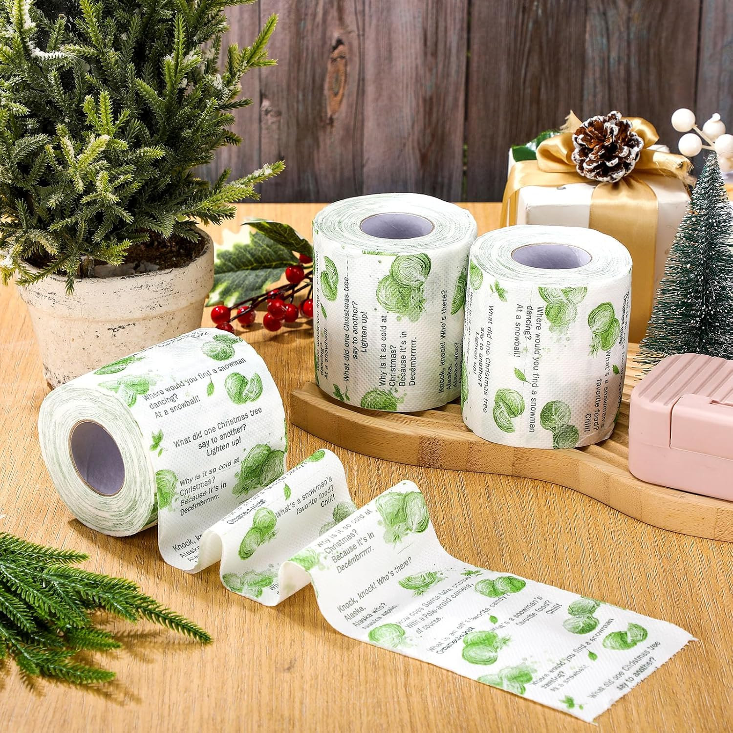 3 Pcs Christmas Joke Toilet Paper Roll Funny Christmas Decoration Holiday Toilet