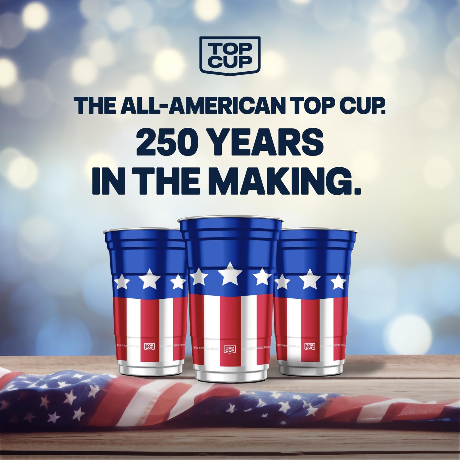 America’s 250th Birthday 20 oz Reusable Aluminum Cups 20 Count | Durable