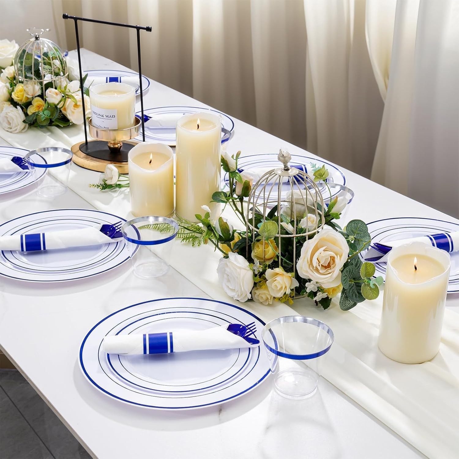Safe and Stylish 700 Pcs Blue Plastic Dinnerware Set – Perfect for Any Occasion