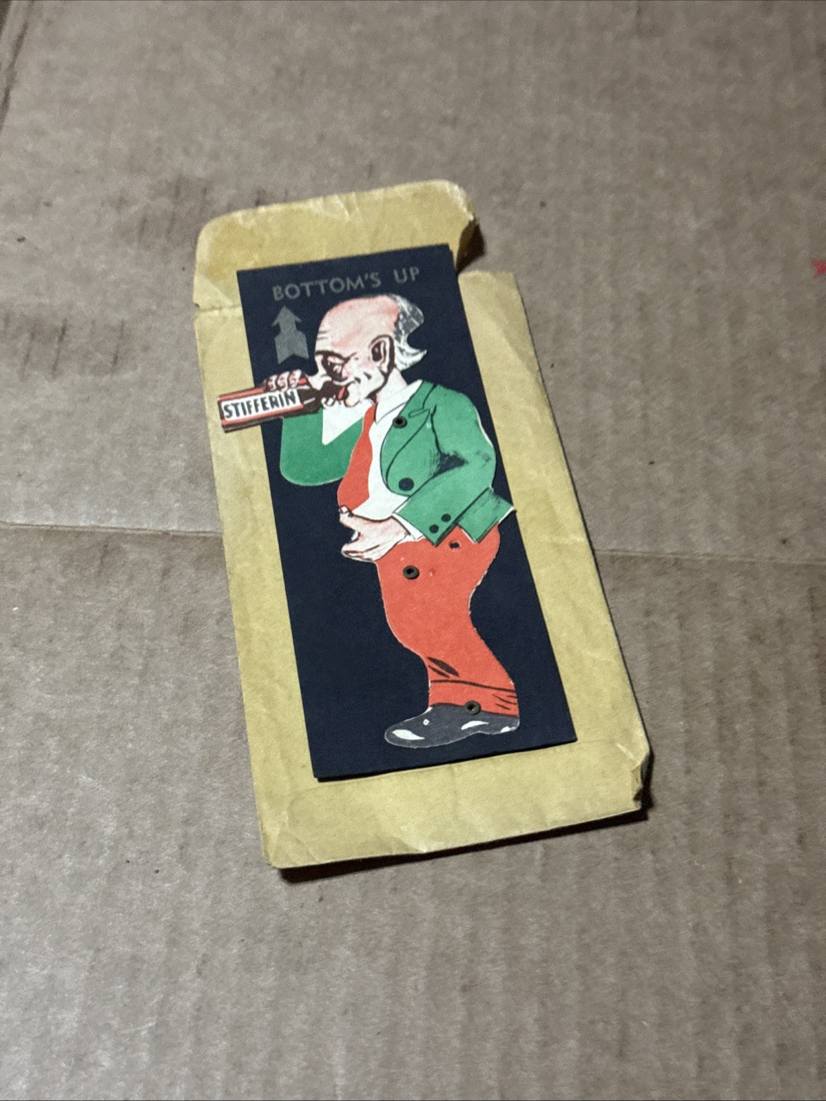 1950’s Vintage STIFFERIN Erotic BOTTOMS UP Tradecard Adult Novelty Risque RARE