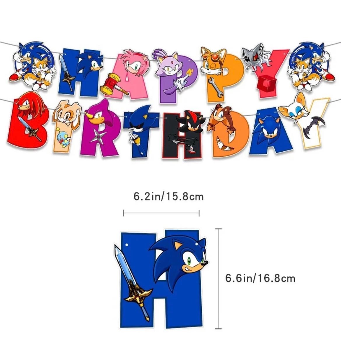 Sonic The Hedgehog Foil Latex Balloons Banner Birthday Party Decorations