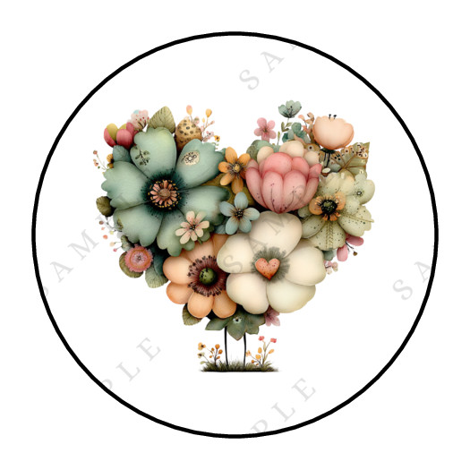 Cute heart flowers stickers labels tags envelope seals
