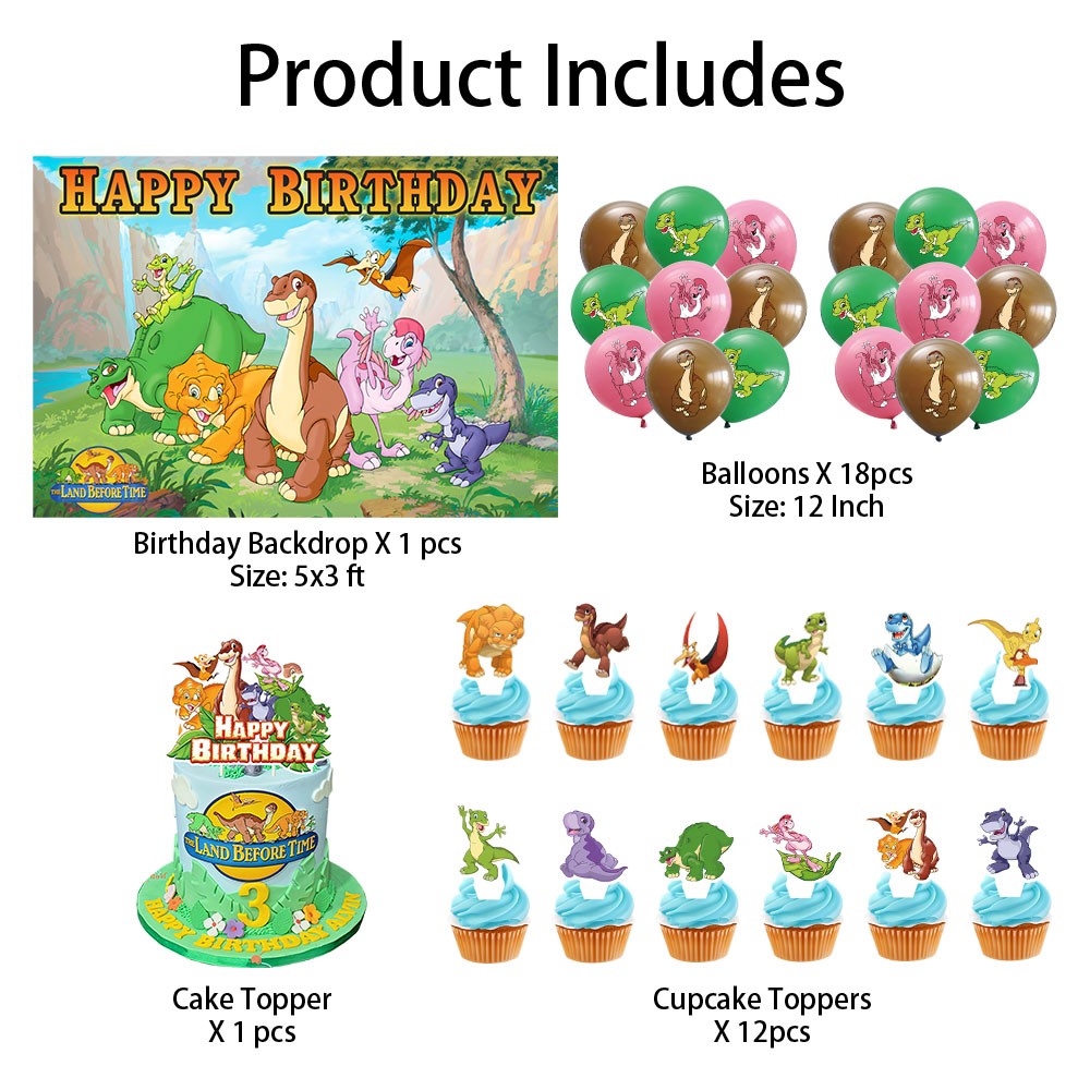 The Land Before Time Party Supplies Set Balloons Cake Toppers Banner
