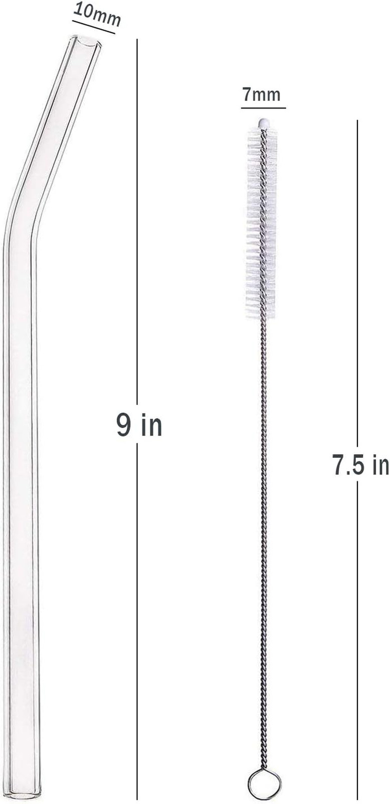ALINK Glass Smoothie Straws, Reusable Clear Bent 9 in X 10 Mm Drinking Straws, S