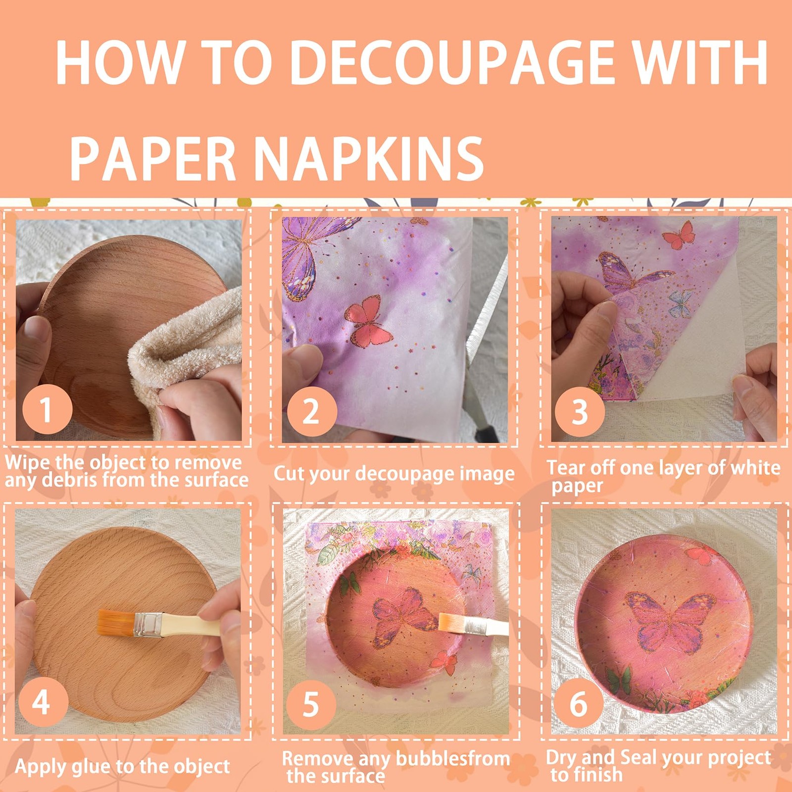 Floral Decoupage Napkins 20 Pack Assorted Multicolor 13×13″ Decorative Paper