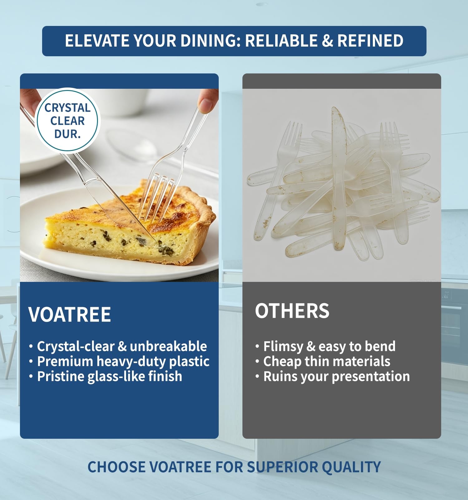 390 Count Heavy Duty Disposable Clear Plastic Forks, 7 Inch, Bulk