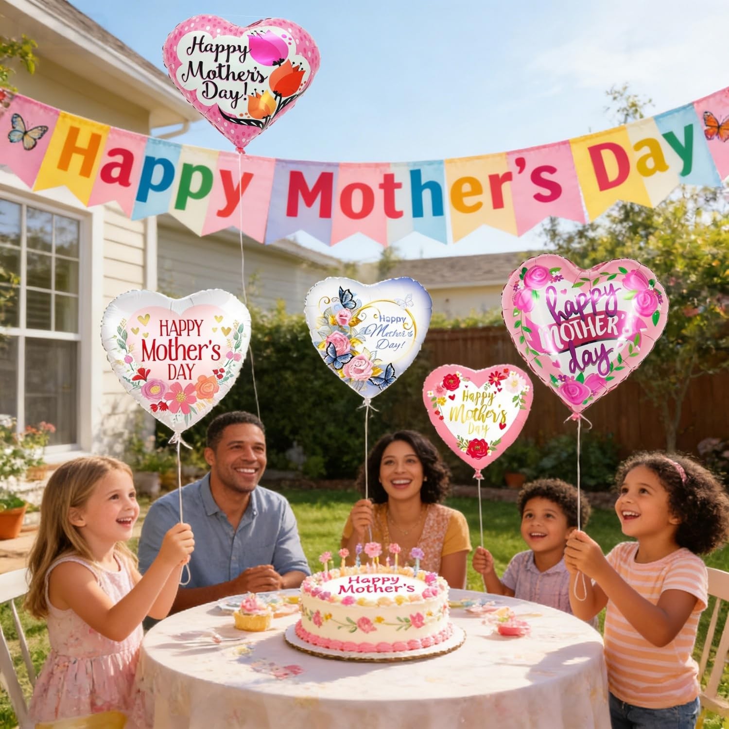 Happy Mother’s Day Balloons 20Pcs 18inch Aluminum Foil Balloons Heart Balloon…