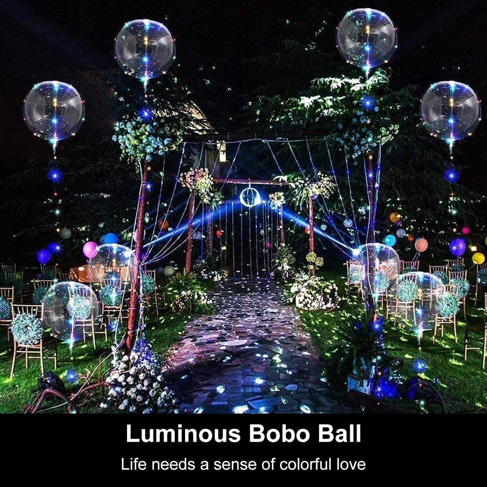 10 PCS LED Light Up BoBo Balloons 20″ Clear Bubble Balloon Birthday Party Decor