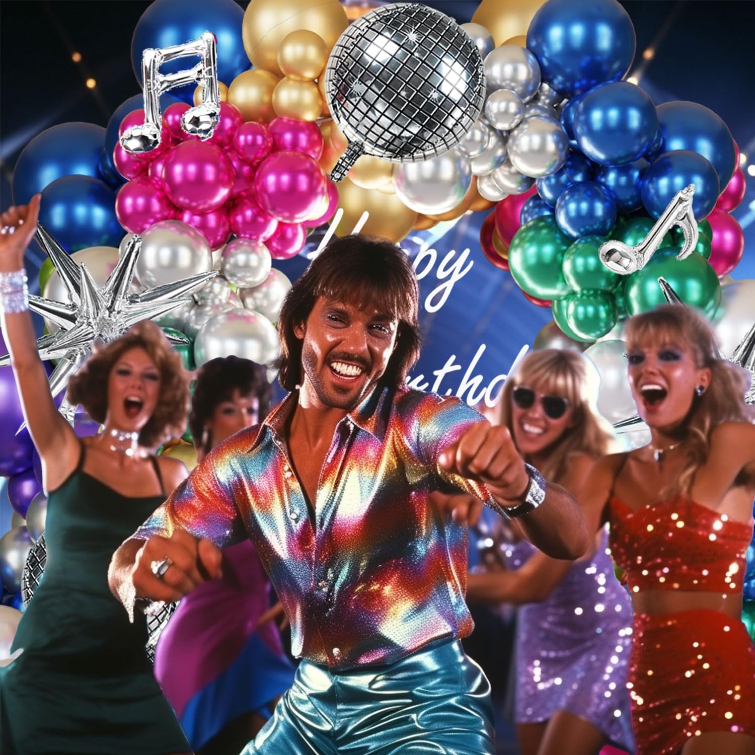 Metallic Balloon Garland Kit Disco Colorful 80s 90s Retro Dance Party Chrome …