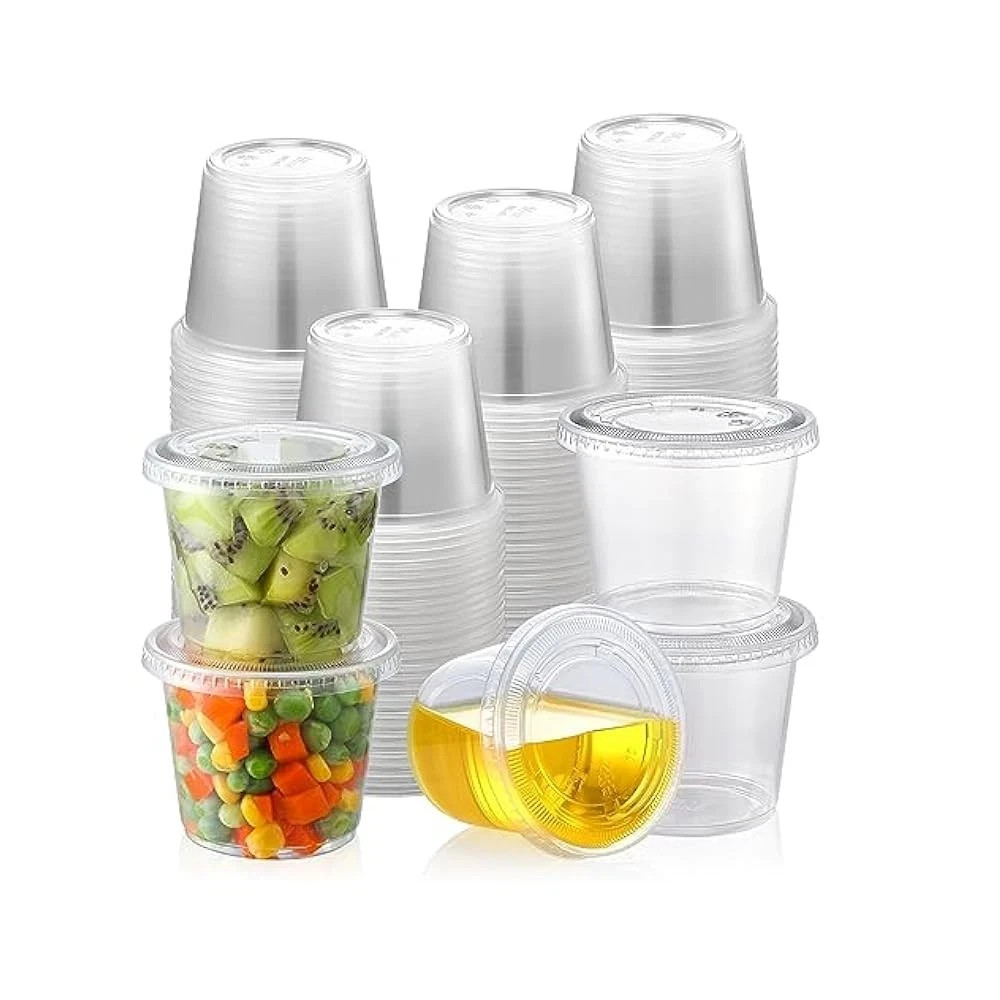 5.5oz Plastic Clear Portion Cups with Lids Pack of 1000 for Sauce Cup BPA Free