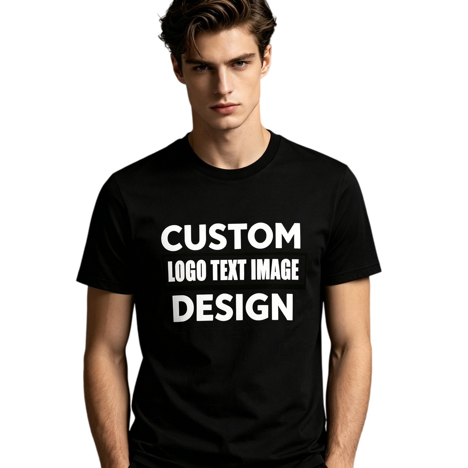 Hollowmark Custon Monochrome Front Print Tee Black White S-5XL Symbol Shirt