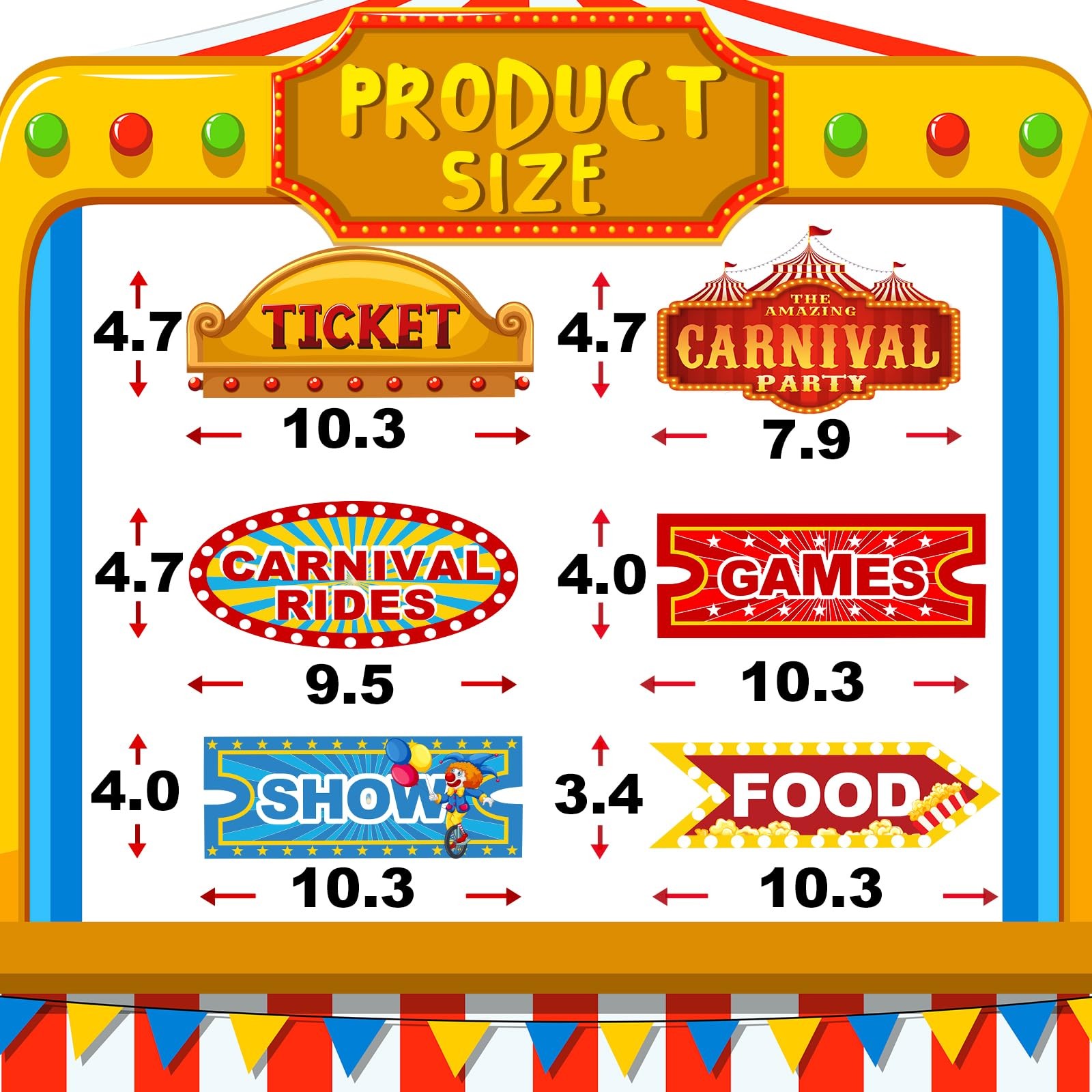 30 Pieces Circus Carnival Party Decoration Directional Signs Decor Theme