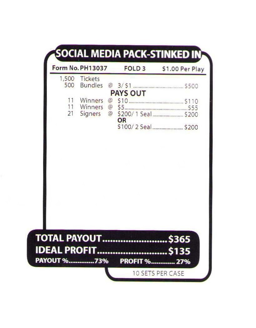 Pull Tab Ticket -Jars – Game – Holder – 5 PACK – Jars Media – 500 ct ea
