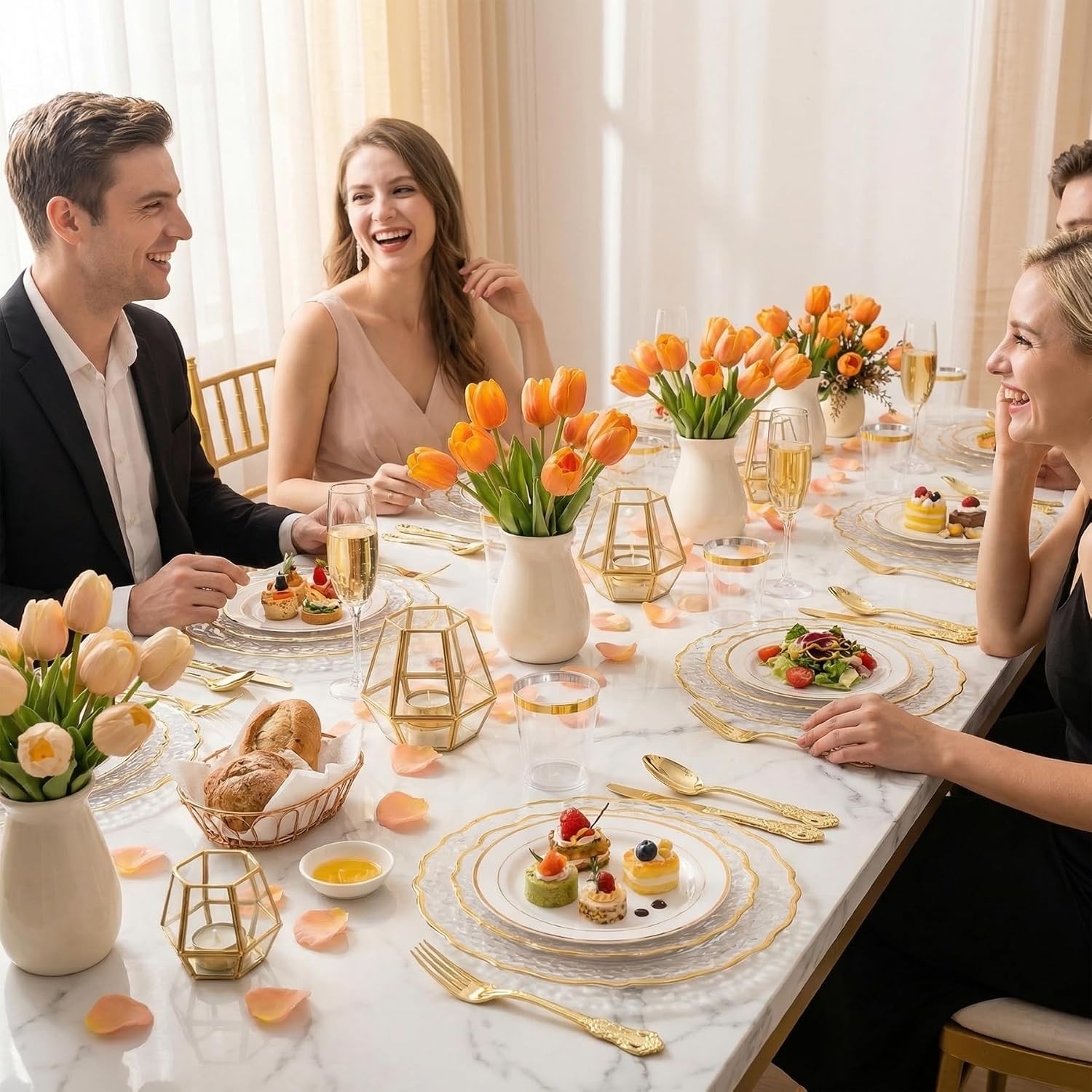 120PCS Gold Plastic Silverware, Disposable Silverware Include 40 Forks, 40