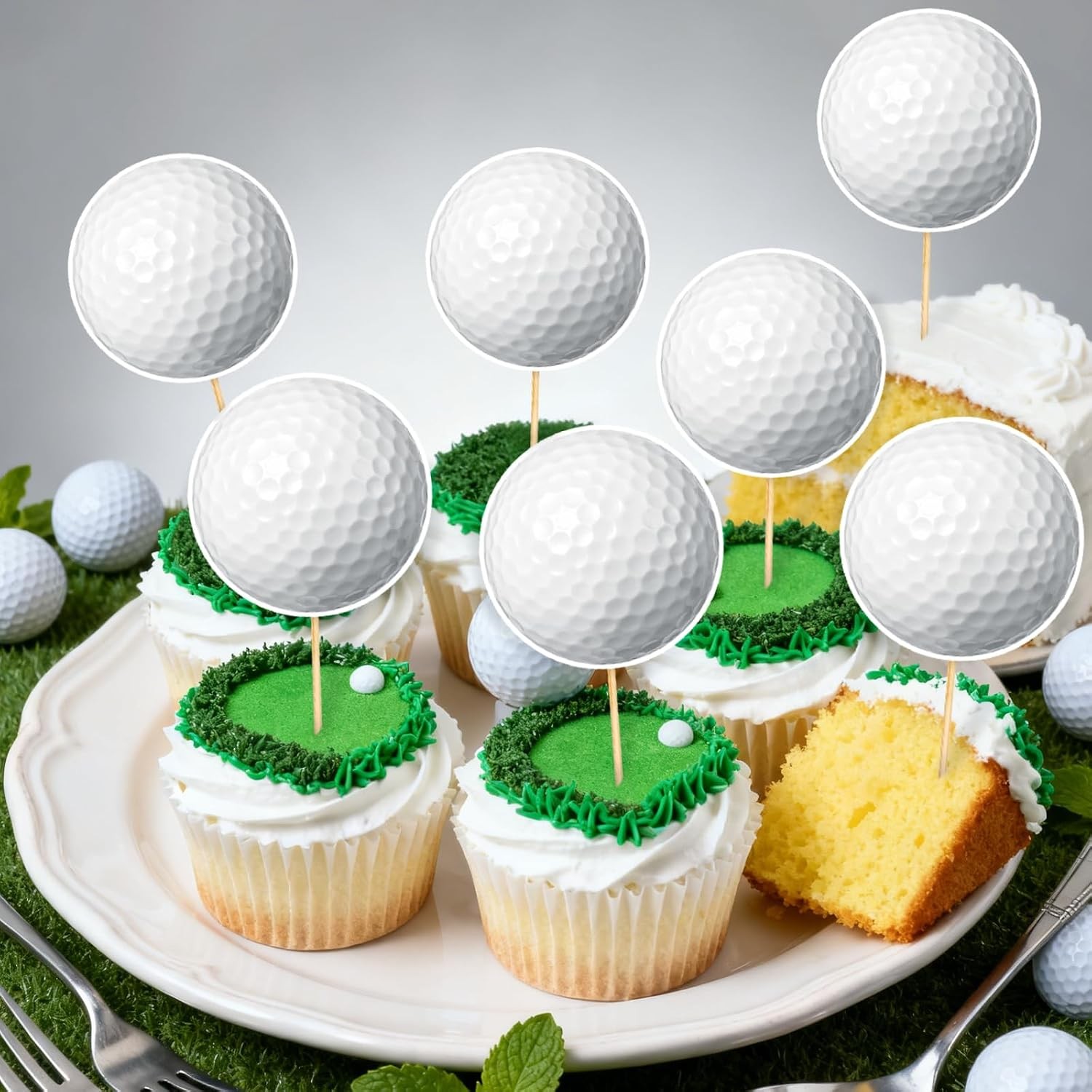 40 Pcs Golf Cupcake Toppers, Sports Birthday Party Decorations for Boys
