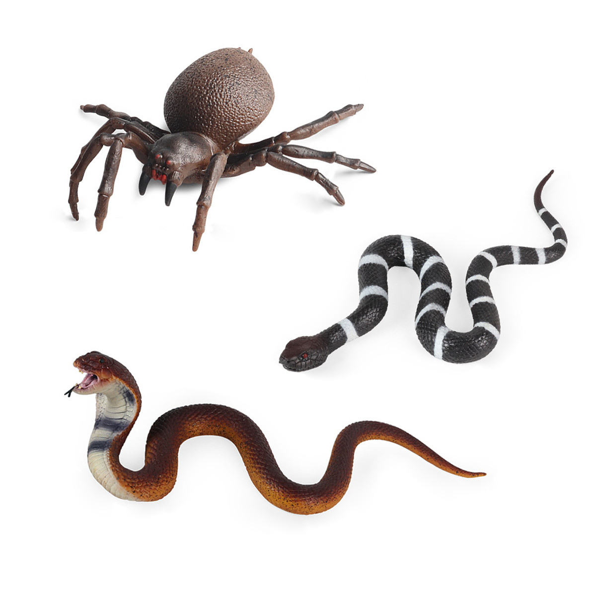Realistic Rubber Snake & Spider Toy Set, Creepy Prank Props