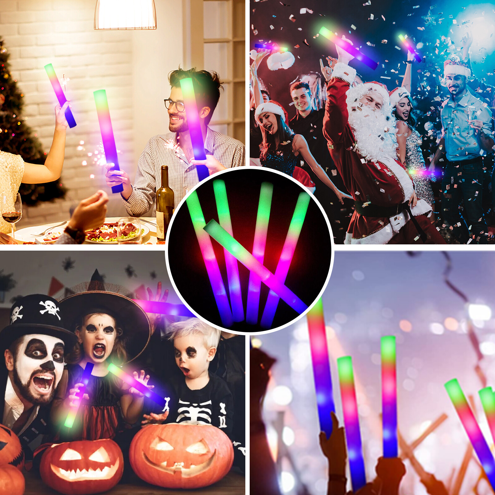 100-500 PCS Light Up Foam Sticks LED Wands Batons Party Dj Flashing Glow Sticks