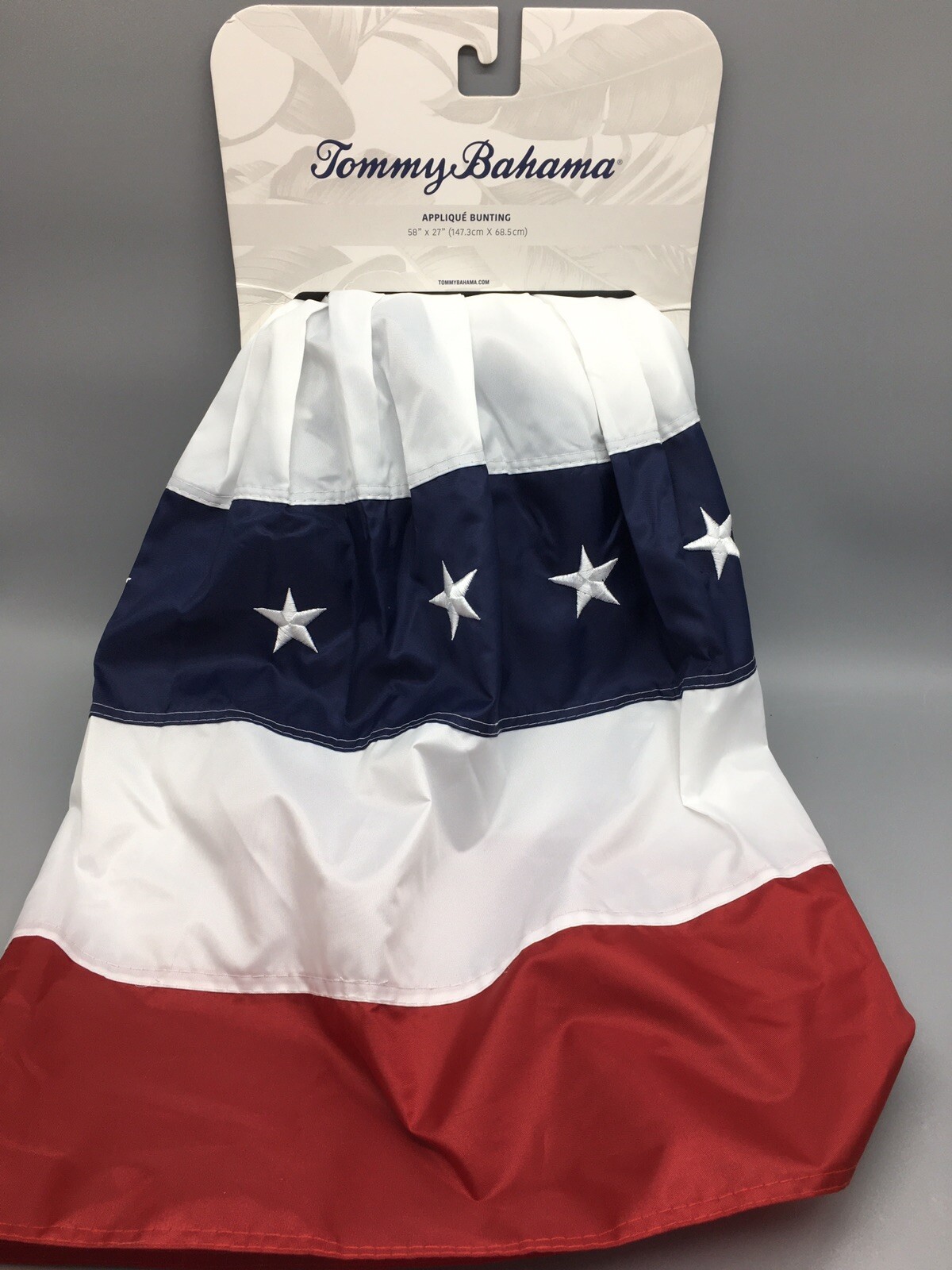 Tommy Bahama Bunting Embroidered Handcrafted American Flag 4th of July USA 58×27