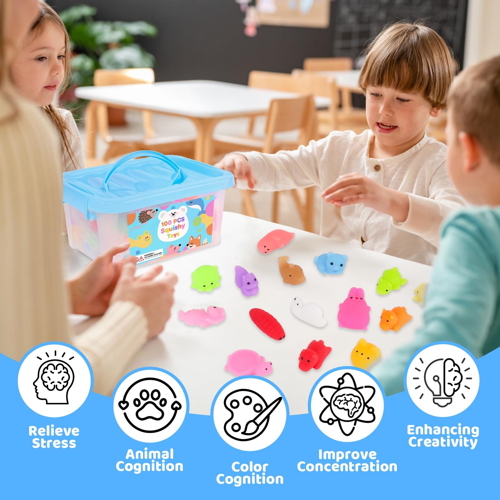 100 Pcs Party Favors & Squishy Toys Bulk for Kids 4-12, Fidget Toys Sensory S…