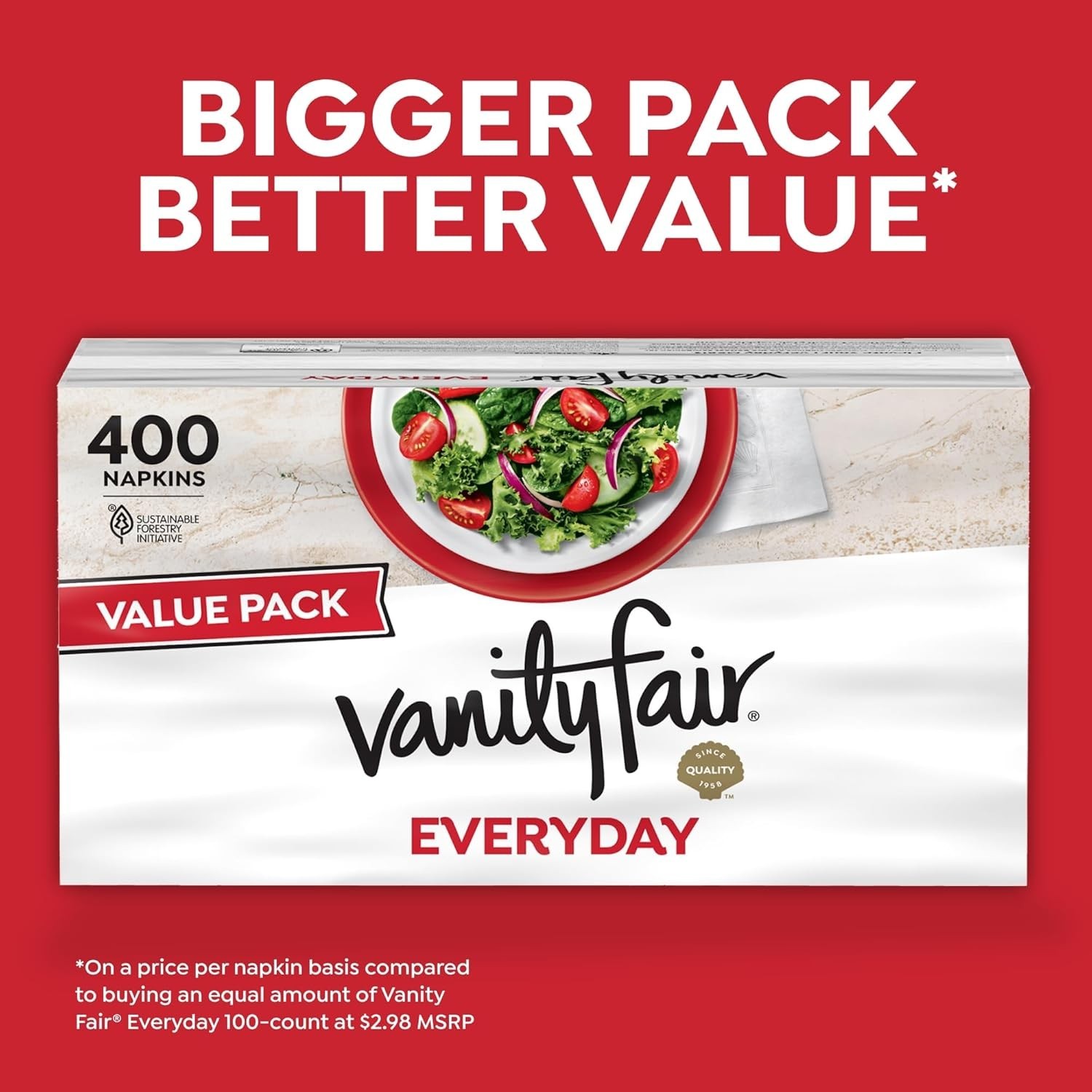 Vanity Fair Everyday Paper Napkins, 400 Count, Disposable Napkins Made Soft A…