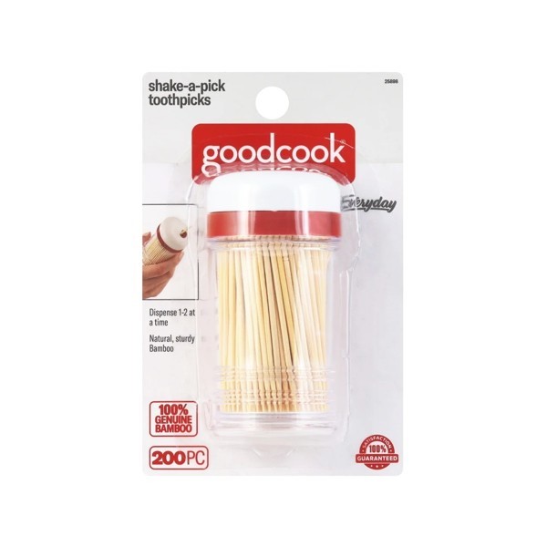 Lot of 4: GoodCook Shake-a-Pick Toothpicks w/Dispenser (200 Pack) Natural Bamboo