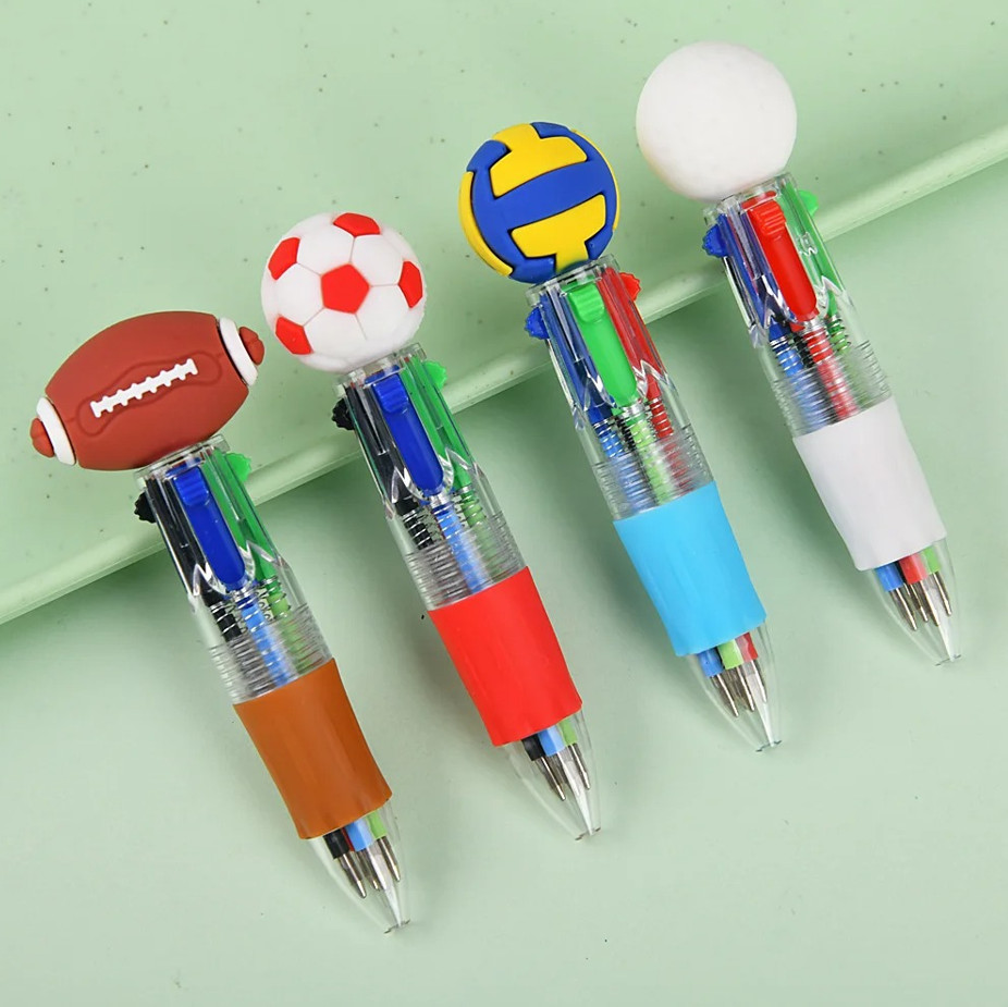 10pcs Sports Ball 4-Color Retractable Pens Football & Basketball Party Favors