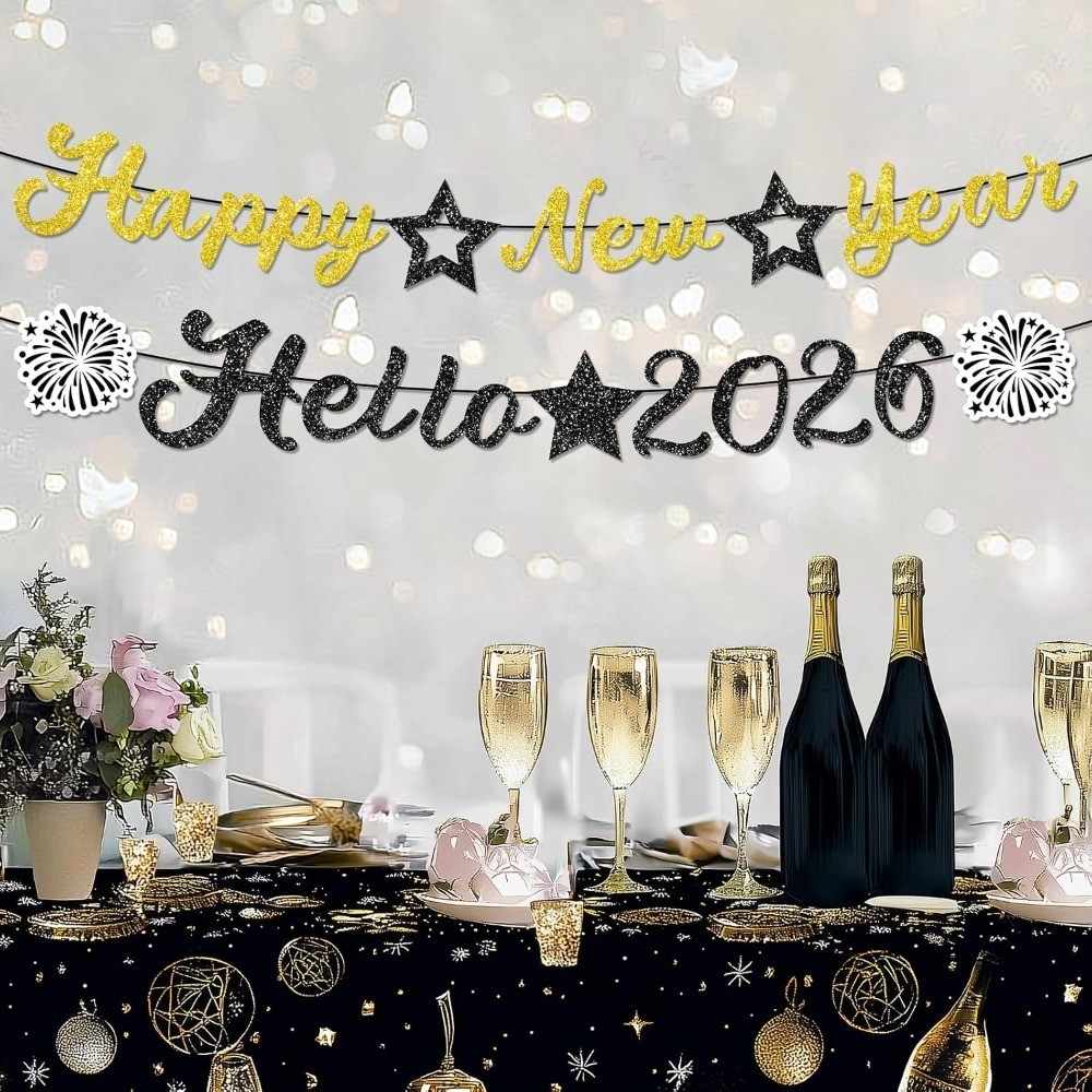 Happy New Year Banner Glitter, NO DIY | New Years Eve Party Decorations Supplies