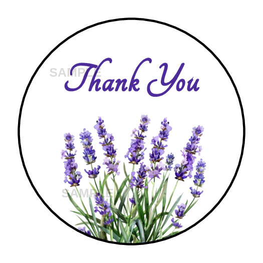 Thank you Purple Flowers Lavender stickers labels tags envelope seals