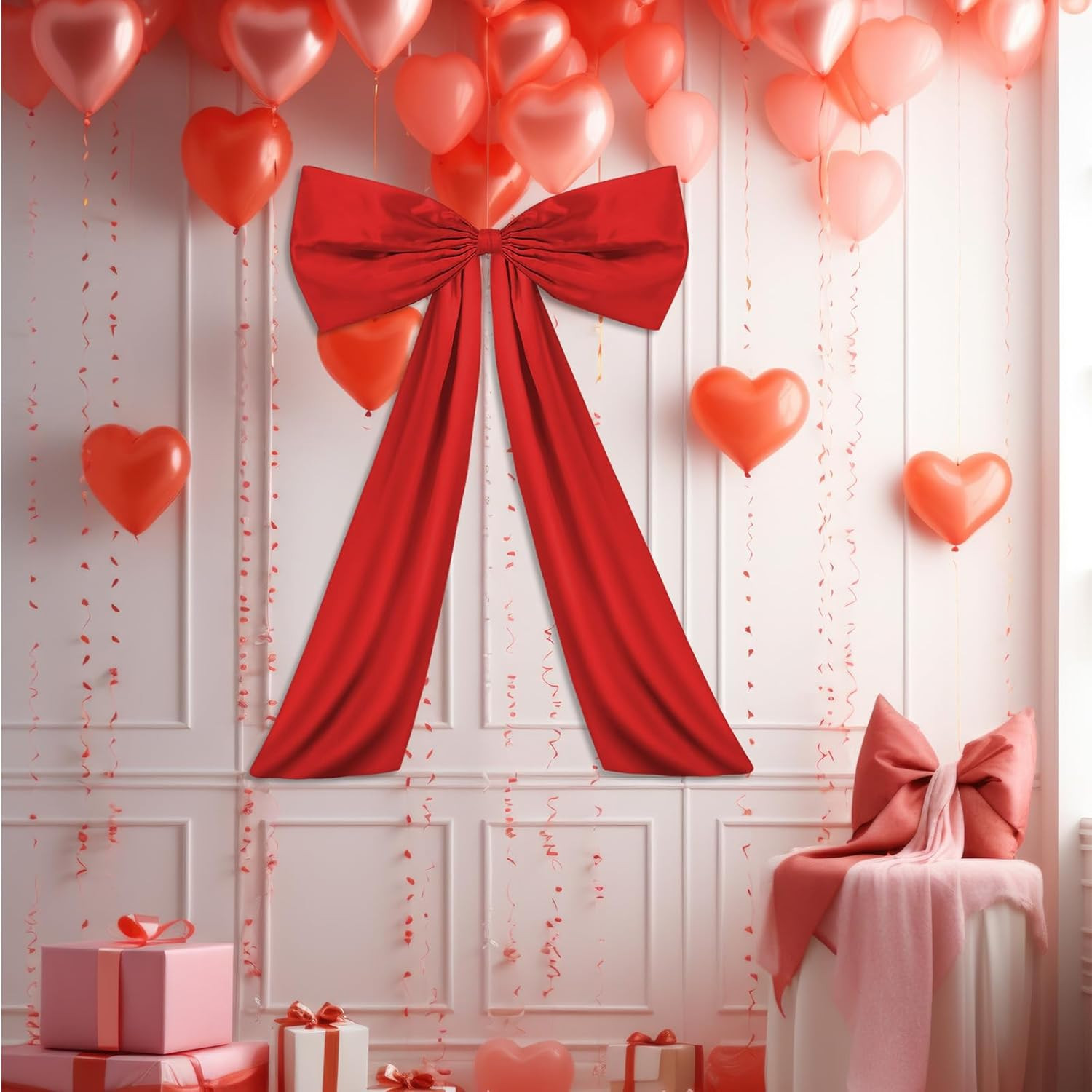 Red Large Bow Decor Big Bow Coquette Birthday Decoration for Room Giant Satin Ri