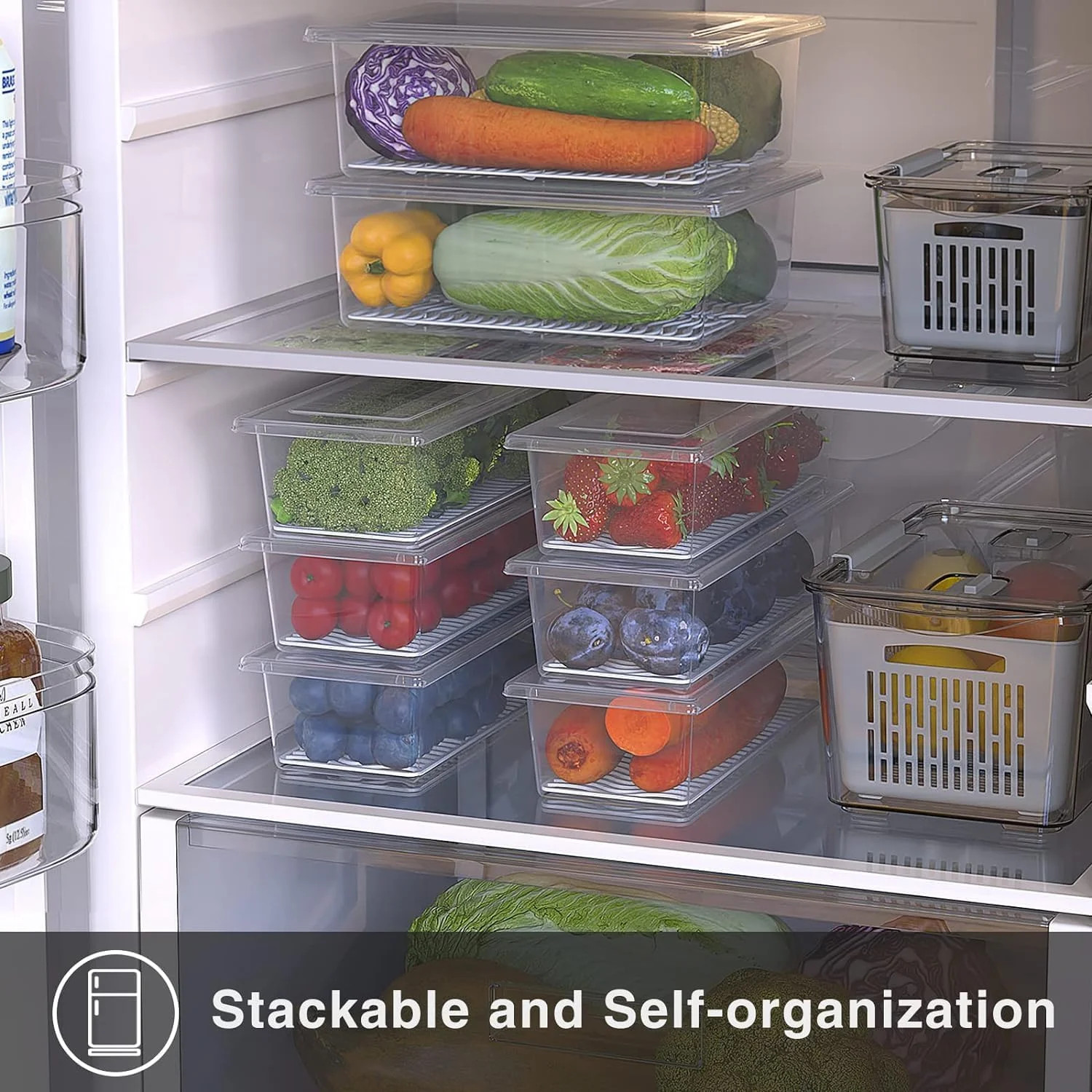 SILIVO Fruit Storage Containers for Fridge (3 Pack) – 1.5L Produce Saver Contain