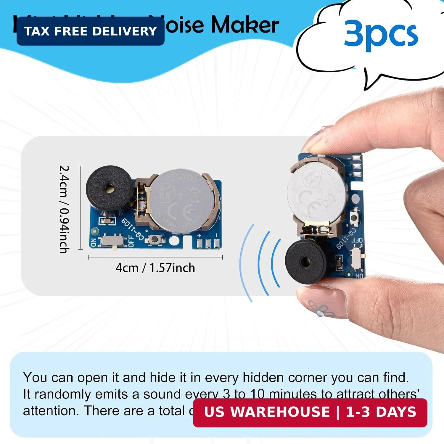 Cricket Noise Maker Prank(3Pcs) Mini Hidden Noise Maker Funny Hidden Beeping Pra