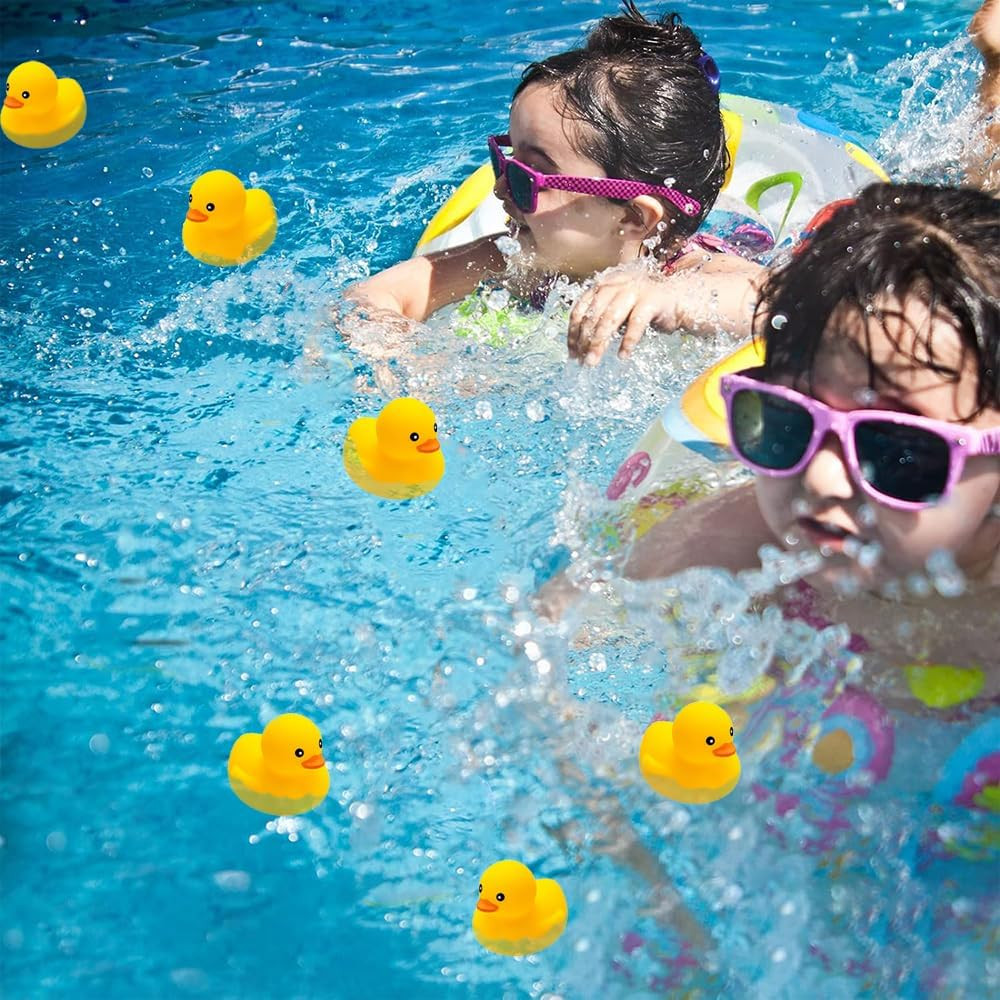 10Pcs Mold Free Yellow Rubber Ducks Waterproof Bath Duck Toys for Toddlers Boys
