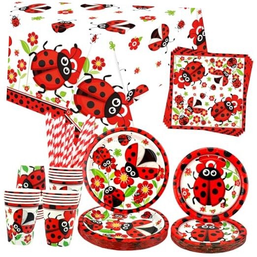 Ladybug Party Supplies – Ladybug Party Tableware – Dinner Plates Desserts