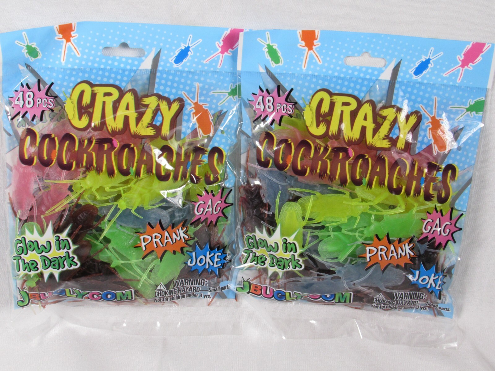 96 GLOW IN THE DARK Prank Cockroaches Realistic Plastic Fake Bugs Gag Toy Joke