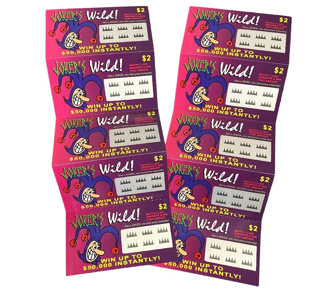 6 Fake Lottery Tickets JOKERS WILD Assorted Designs Free Shipping GAG GIFT PRANK